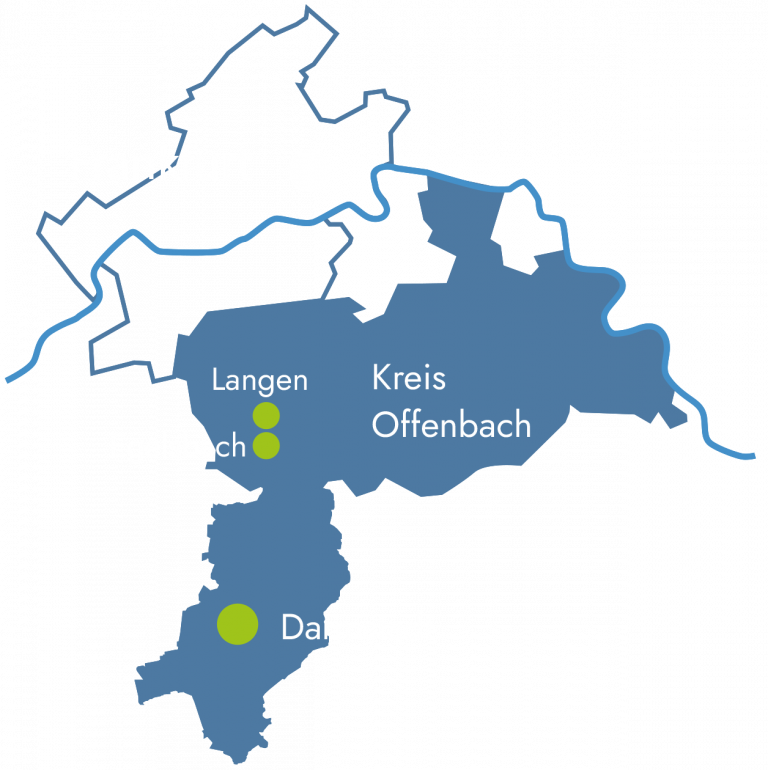 Betriebsgebiet Kira autonomes Fahren bei Frankfurt, Offenbach und Darmstadt